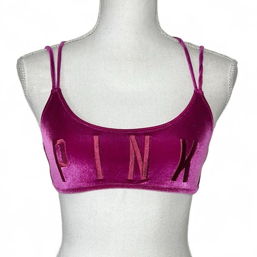 PINK Victoria’s Secret Logo Velvet Bikini Top